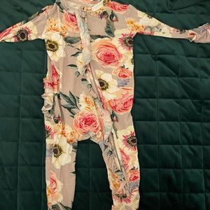 Posh peanut floral ruffle sleeper